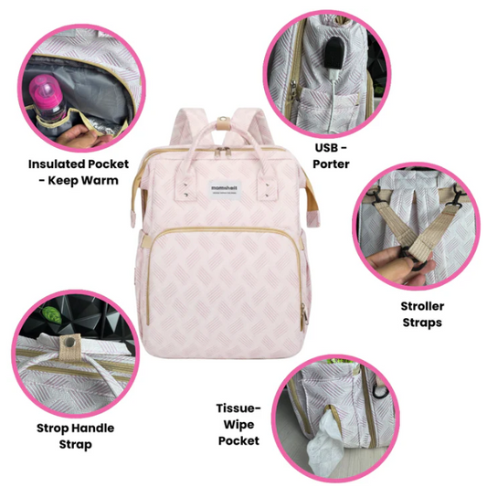 Lightweight Diaper Bag Backpack – Oxford Mommy Bag with Changing Station & Insulated Pockets