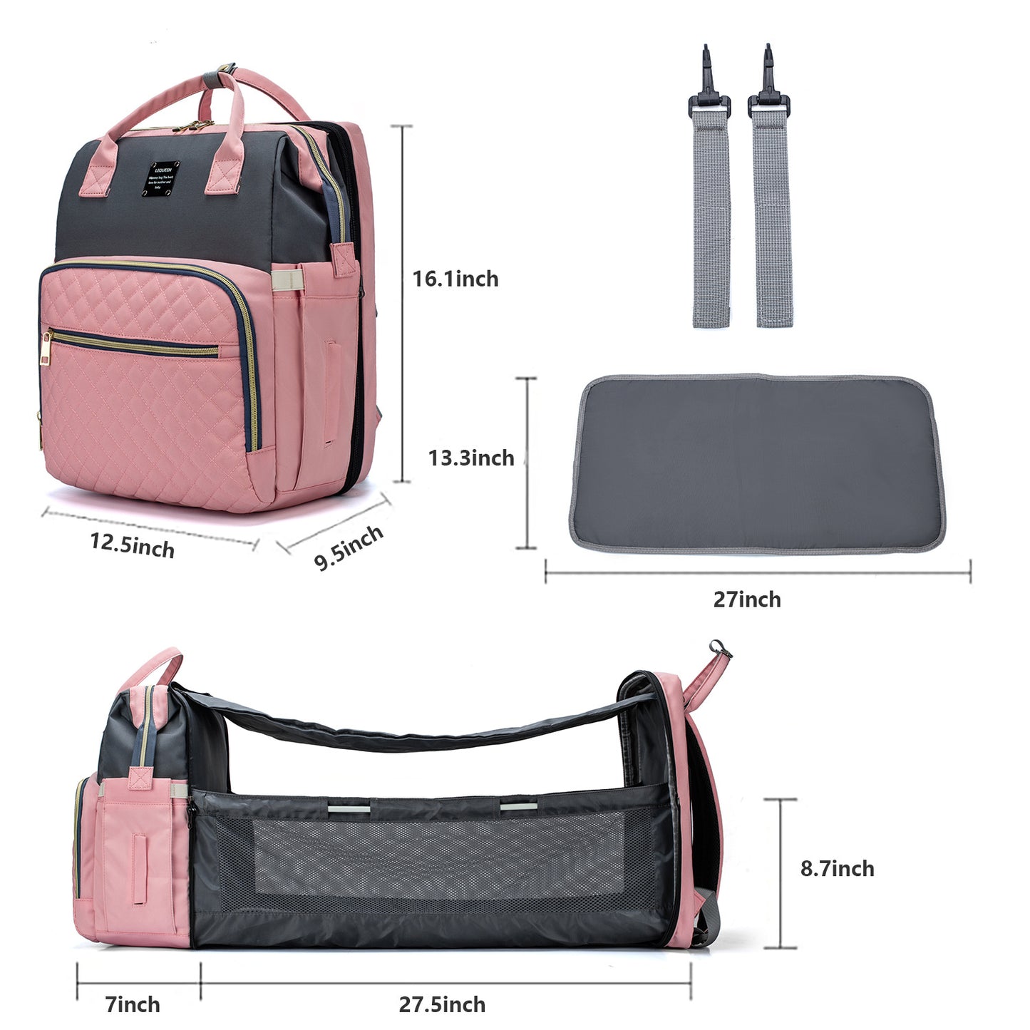 New Portable Foldable Baby Crib Diaper Bag - Multifunctional Maternity Backpack with Sunshade for Moms