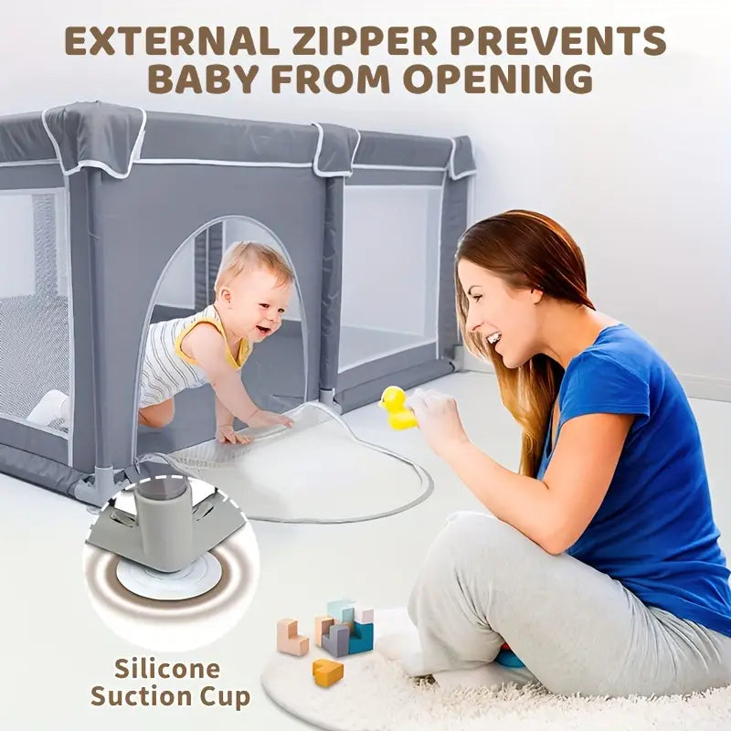 Baby Playpen Baby Playard, Playpen for Babies and Toddlers with Gate, Sturdy Safety Playpen, Indoor & Outdoor Kids