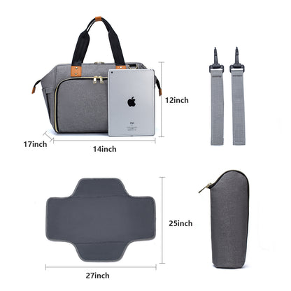 4-in-1 Baby Travel Bag with Changing Station – Includes Diaper Pad & Insulated Bottle Holder, Multifunctional Stroller & Luggage Bag, Water-Resistant Crossbody