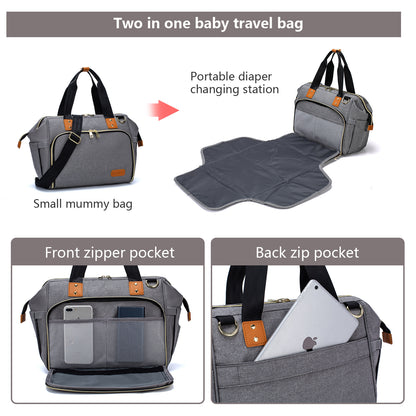 4-in-1 Baby Travel Bag with Changing Station – Includes Diaper Pad & Insulated Bottle Holder, Multifunctional Stroller & Luggage Bag, Water-Resistant Crossbody