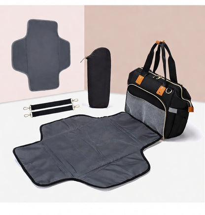 4-in-1 Baby Travel Bag with Changing Station – Includes Diaper Pad & Insulated Bottle Holder, Multifunctional Stroller & Luggage Bag, Water-Resistant Crossbody