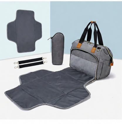 4-in-1 Baby Travel Bag with Changing Station – Includes Diaper Pad & Insulated Bottle Holder, Multifunctional Stroller & Luggage Bag, Water-Resistant Crossbody
