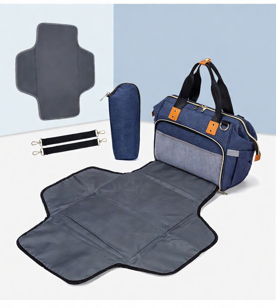 4-in-1 Baby Travel Bag with Changing Station – Includes Diaper Pad & Insulated Bottle Holder, Multifunctional Stroller & Luggage Bag, Water-Resistant Crossbody