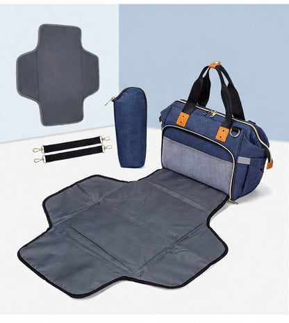 4-in-1 Baby Travel Bag with Changing Station – Includes Diaper Pad & Insulated Bottle Holder, Multifunctional Stroller & Luggage Bag, Water-Resistant Crossbody