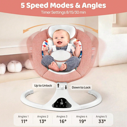 Baby Swings For Infants, Pink Infant Swing With Bluetooth & Remote Control, Portable Baby Swing For Indoor And Outdoor