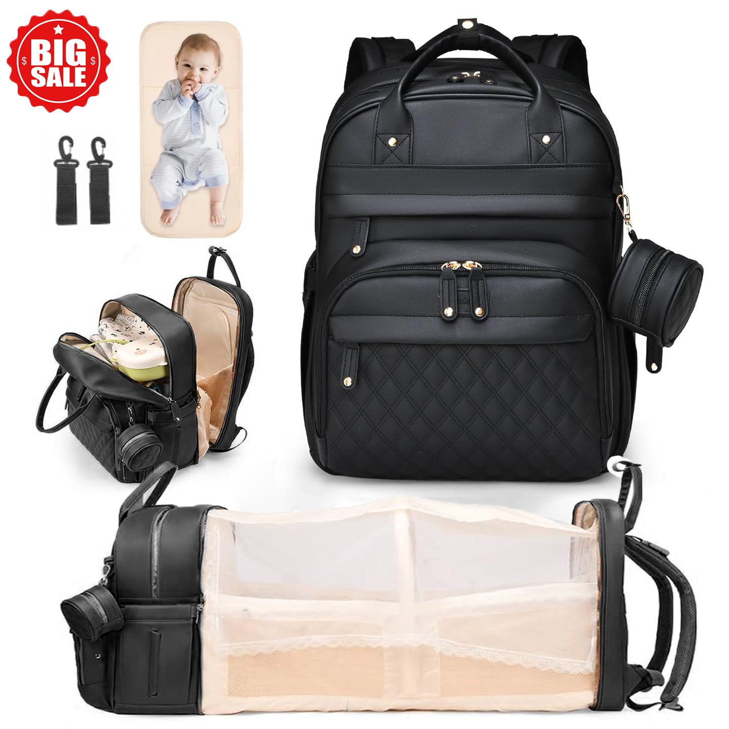 Diaper Bag Backpack with Changing Station, Large Capacity, Newborn Essentials Must Haves
