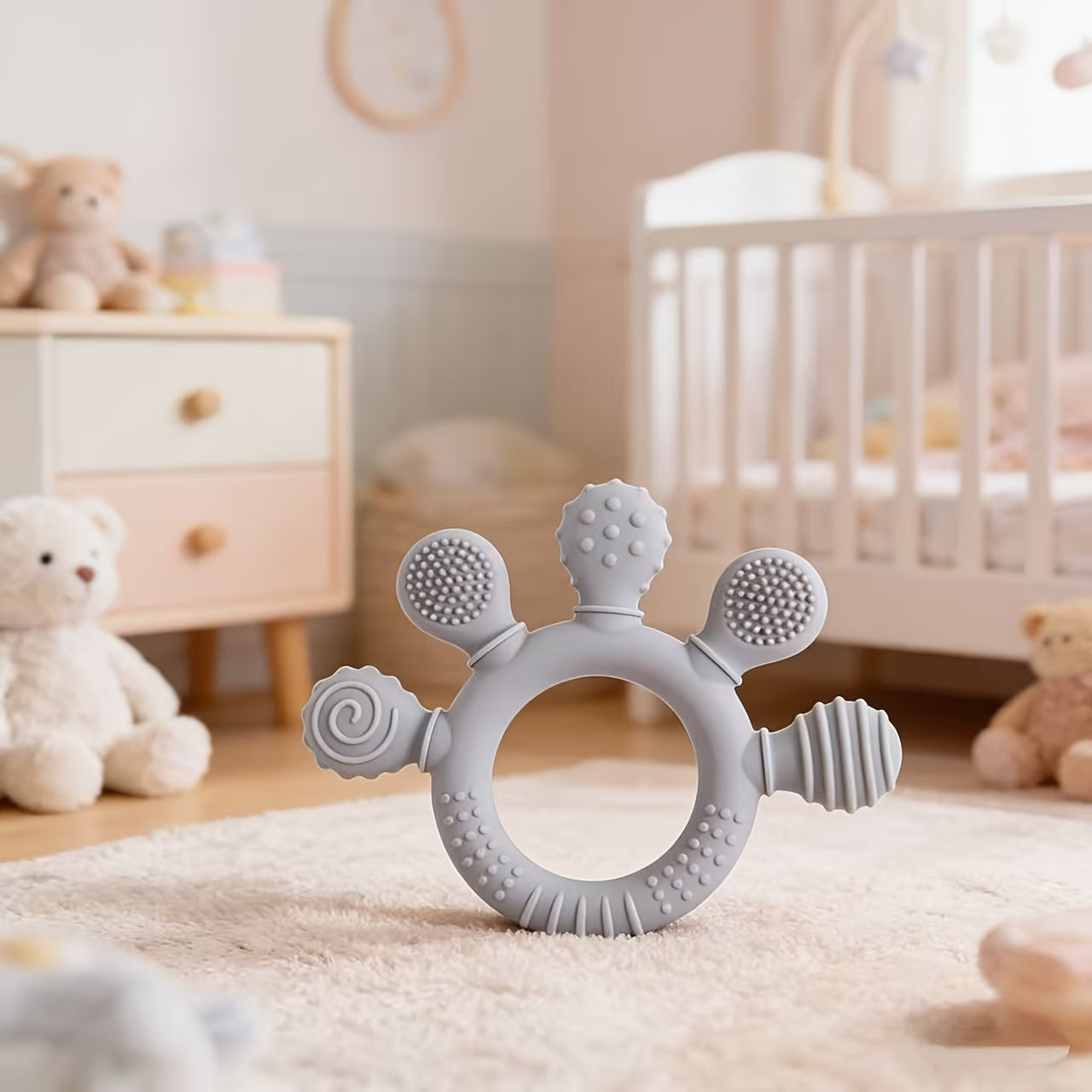 Baby Teething Toys, Baby Care Rings, Food Grade Teething Gel, BPA Free, Children's Gifts, Newborn Accessories