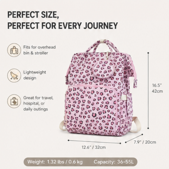 Convertible Diaper Bag Backpack for Moms, Large Capacity Waterproof Baby Travel Tote with 15 Pockets