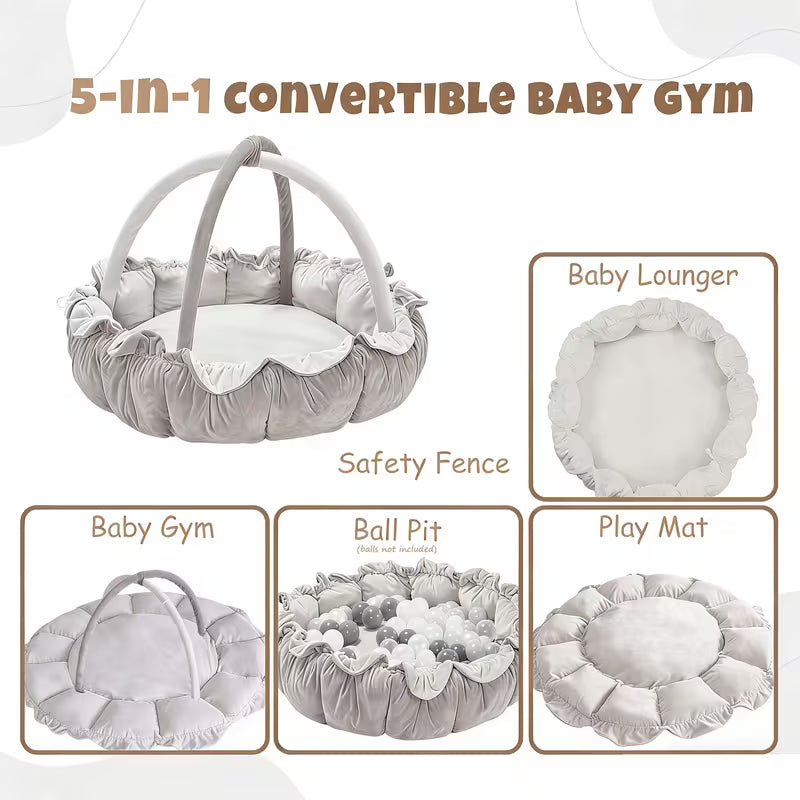 5-in-1 Cloud Plus Baby Play Gym | Ultra Plush Tummy Time Mat