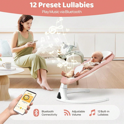 Baby Swings For Infants, Pink Infant Swing With Bluetooth & Remote Control, Portable Baby Swing For Indoor And Outdoor
