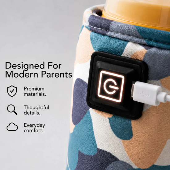 USB Portable Baby Bottle Warmer Sleeve – Fast Heating Travel Milk Warmer with Type-C Cable, Compatible with Most Bottles for Car & Home