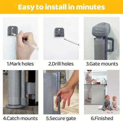 Baby Gate Retractable Gates for Stairs, Mesh Dog Gate for The House, Long Child Safety Gates for Doorways, Hallways, Cat Gate Indoor/Outdoor