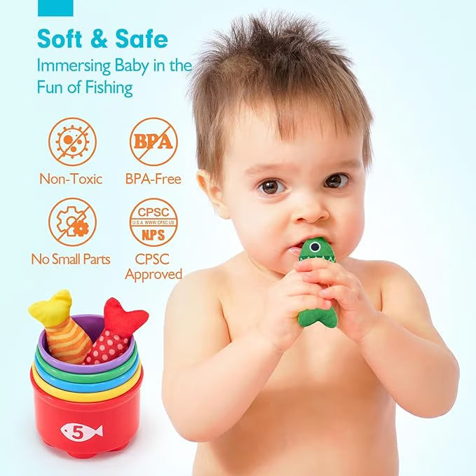 22 Pcs Toddler Fishing Toys Montessori Toys for 1 Year Old Boy Girl Birthday Gift