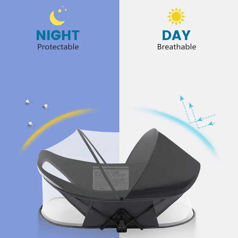 Portable Baby Travel Bassinet with Mosquito Net & Sunshade – Lightweight Foldable Crib for Indoor & Outdoor Use