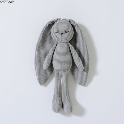 Soft Corduroy Baby Security Blanket Toy - Long Ear Bunny Lovey for Newborn