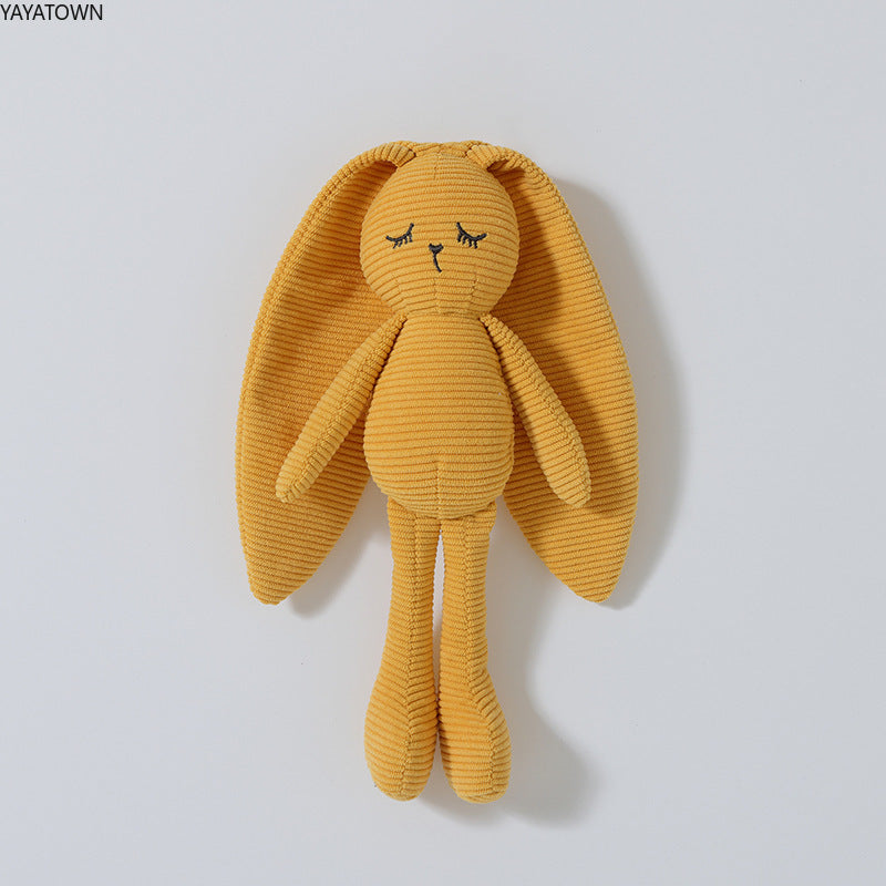 Soft Corduroy Baby Security Blanket Toy - Long Ear Bunny Lovey for Newborn