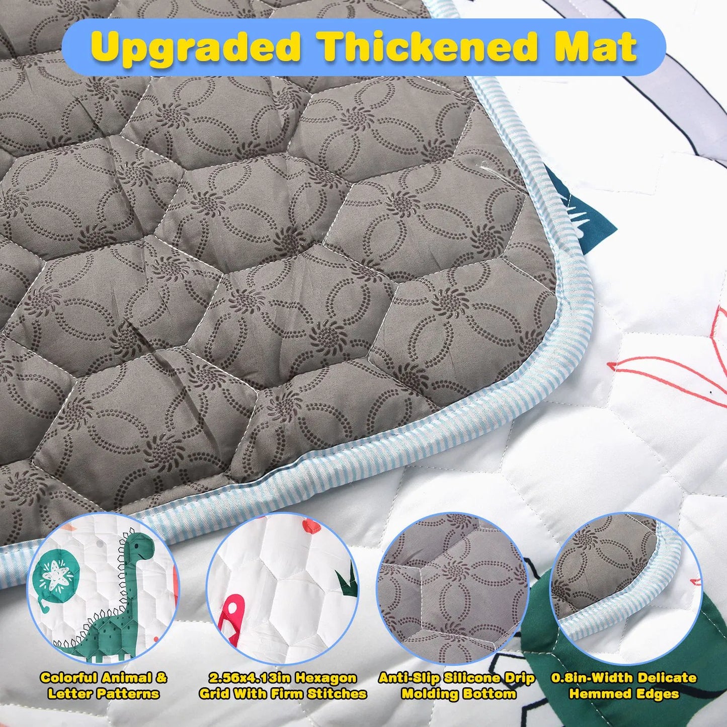 Baby Play Mat Non-Slip Baby Crawling Mat Foldable Playpen Mat Machine Washable for Newborns Infants Babies Toddlers