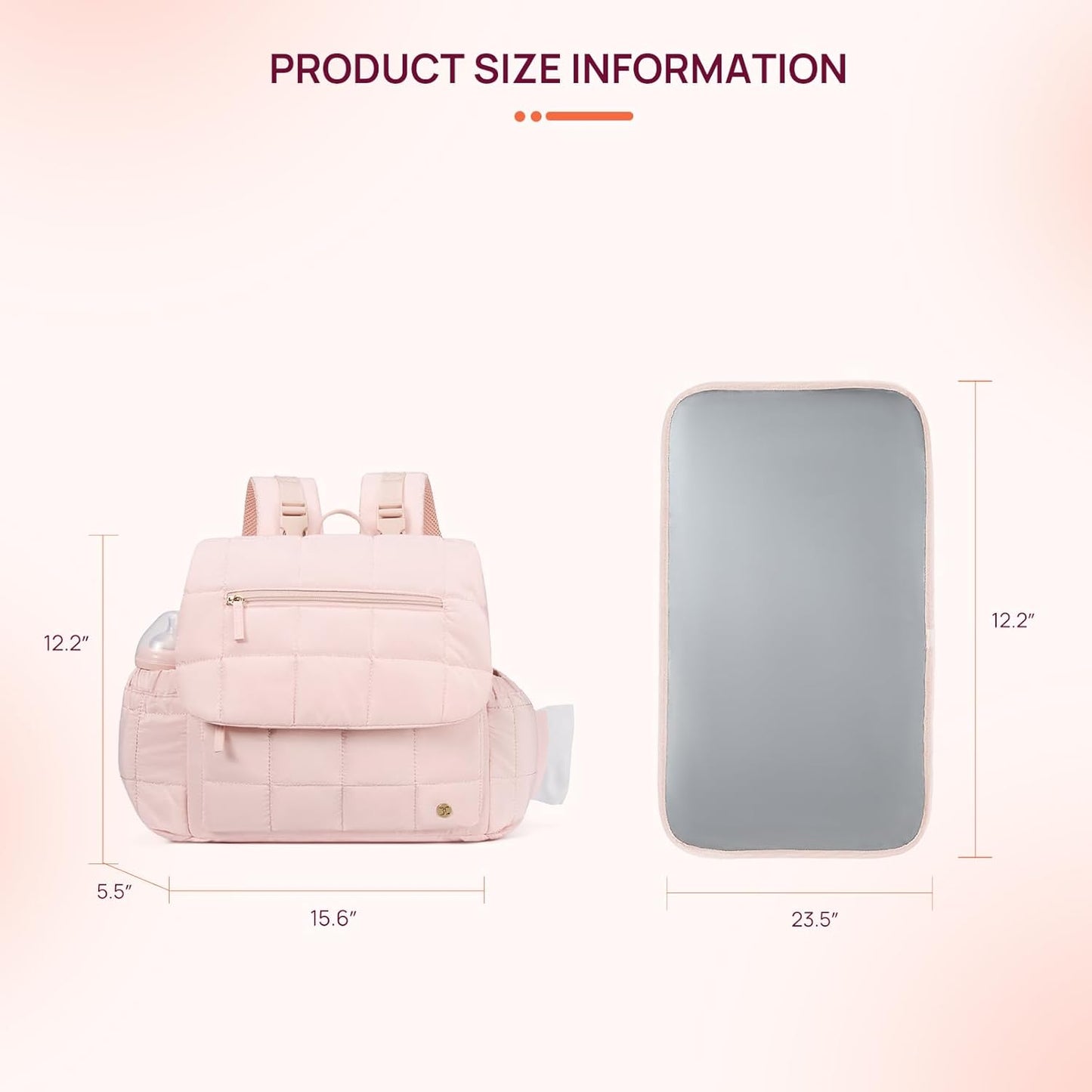 Diaper Bag Mini Diaper Backpack with Changing Pad, Puffer Baby Travel Bag with Insulated Pockets, Stroller Straps