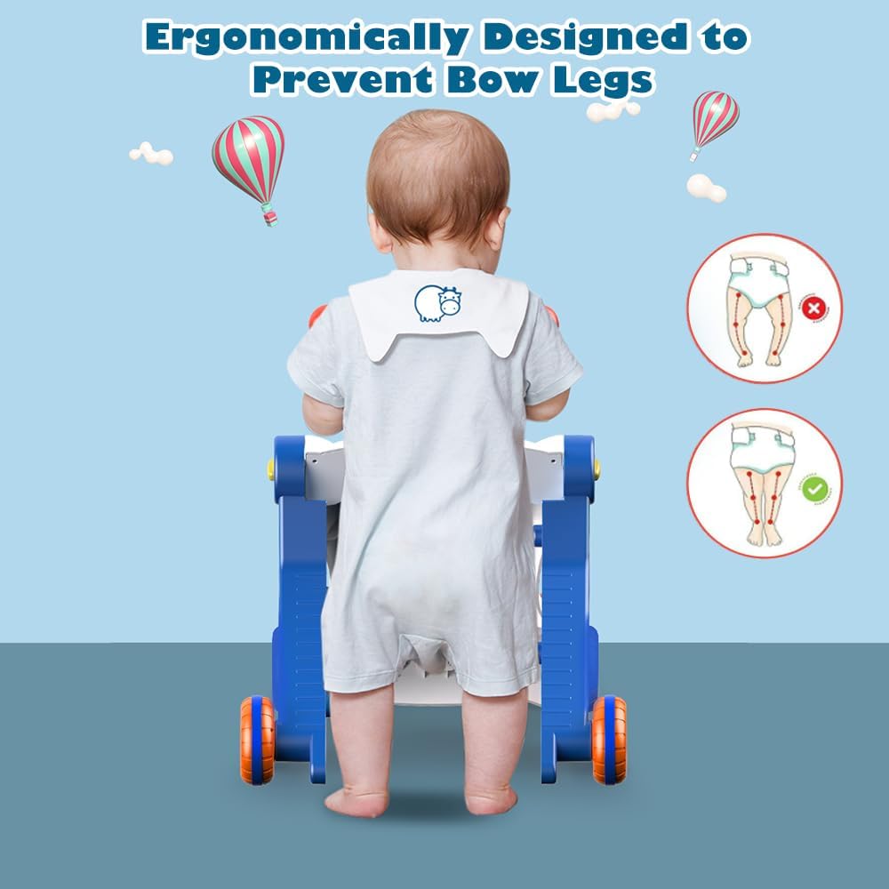 5 in 1 Baby Walker Sit-to-Stand Toys, Learning Walker for Boys Girls Toddler, Multifunctional Educational Activity Center Removable Play Panel, Push Walker Toys Gifts for Infant 6-18 Months