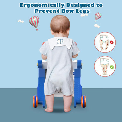 5 in 1 Baby Walker Sit-to-Stand Toys, Learning Walker for Boys Girls Toddler, Multifunctional Educational Activity Center Removable Play Panel, Push Walker Toys Gifts for Infant 6-18 Months