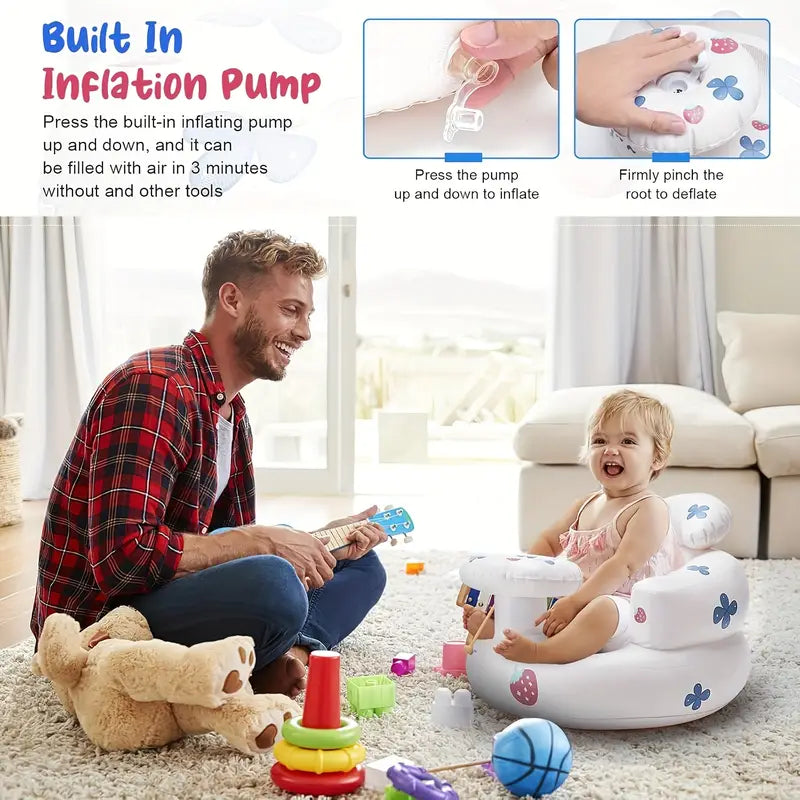Inflatable Baby Chair with Tray - Soft Bath & Feeding Seat for Toddlers (Ideal Christmas Gift)