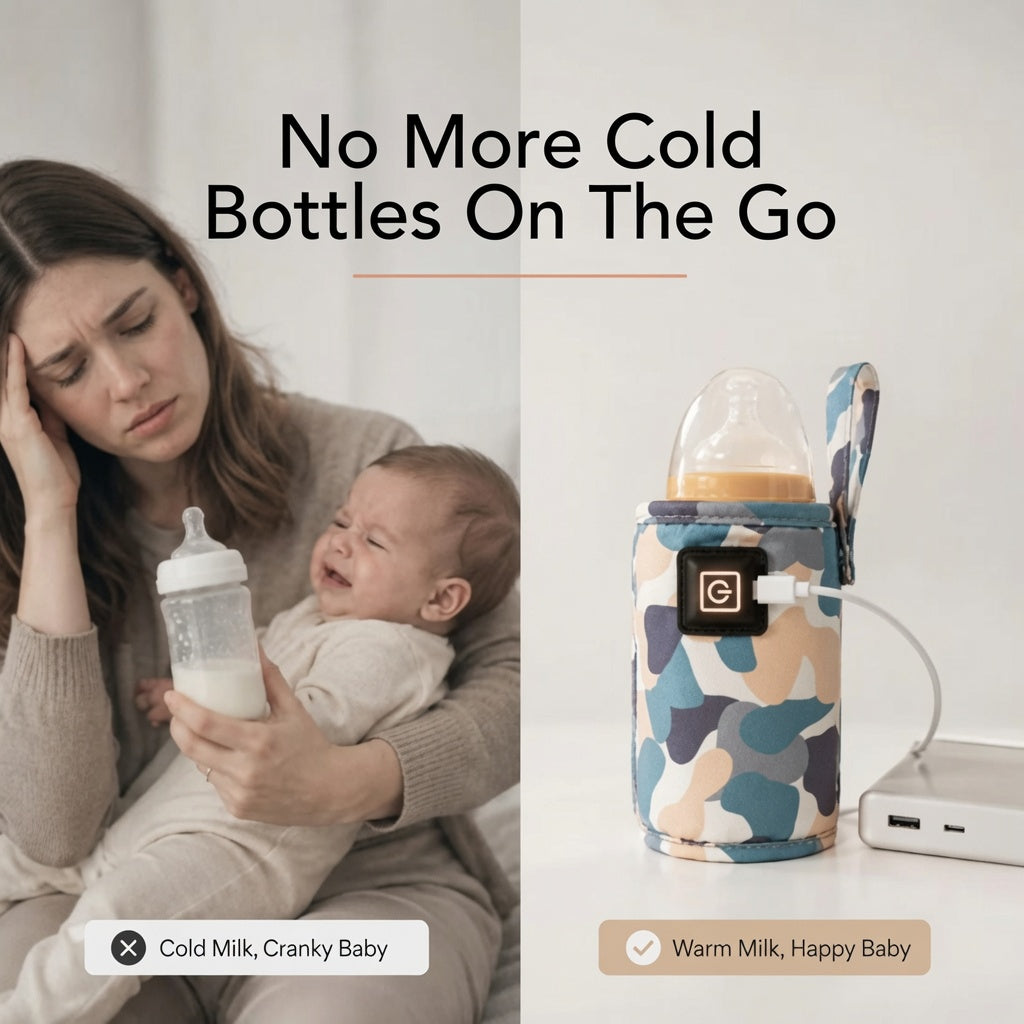 USB Portable Baby Bottle Warmer Sleeve – Fast Heating Travel Milk Warmer with Type-C Cable, Compatible with Most Bottles for Car & Home