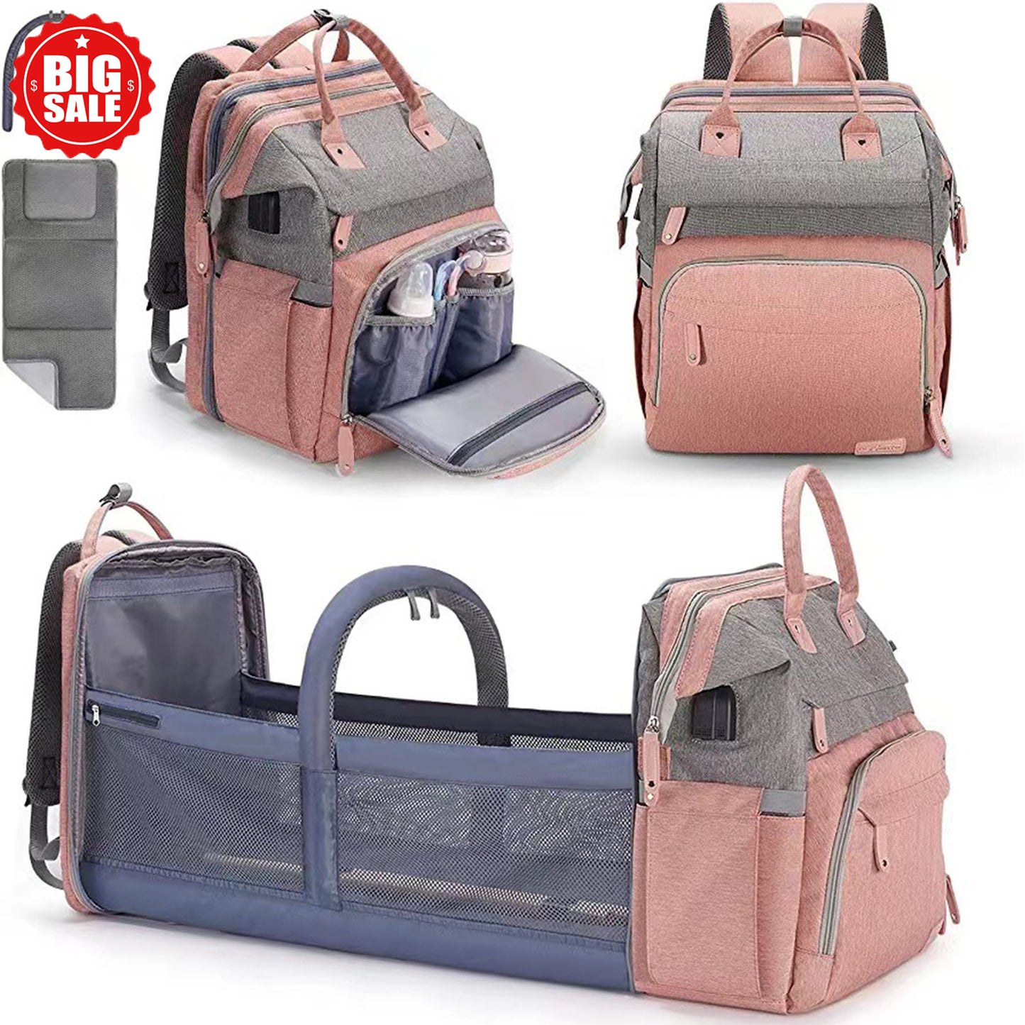 Diaper Bag Backpack with Changing Station, Large Capacity, Newborn Essentials Must Haves