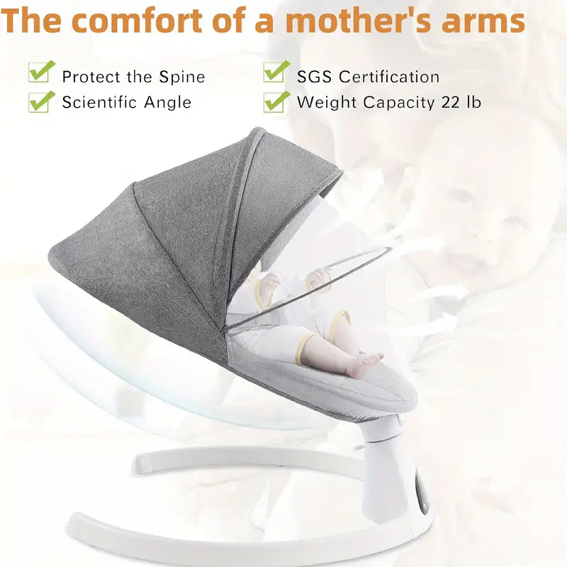 Baby Swing for Infants,Electric Bouncer for Babies-Remote, 5 Speeds, Bluetooth Music & Net