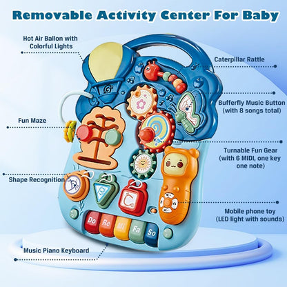 5 in 1 Baby Walker Sit-to-Stand Toys, Learning Walker for Boys Girls Toddler, Multifunctional Educational Activity Center Removable Play Panel, Push Walker Toys Gifts for Infant 6-18 Months