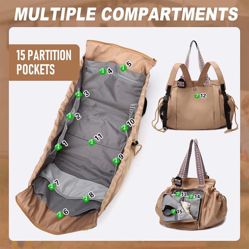Convertible Diaper Bag Tote Backpack, Large Capacity Waterproof Baby Travel Hospital Organizer Bag