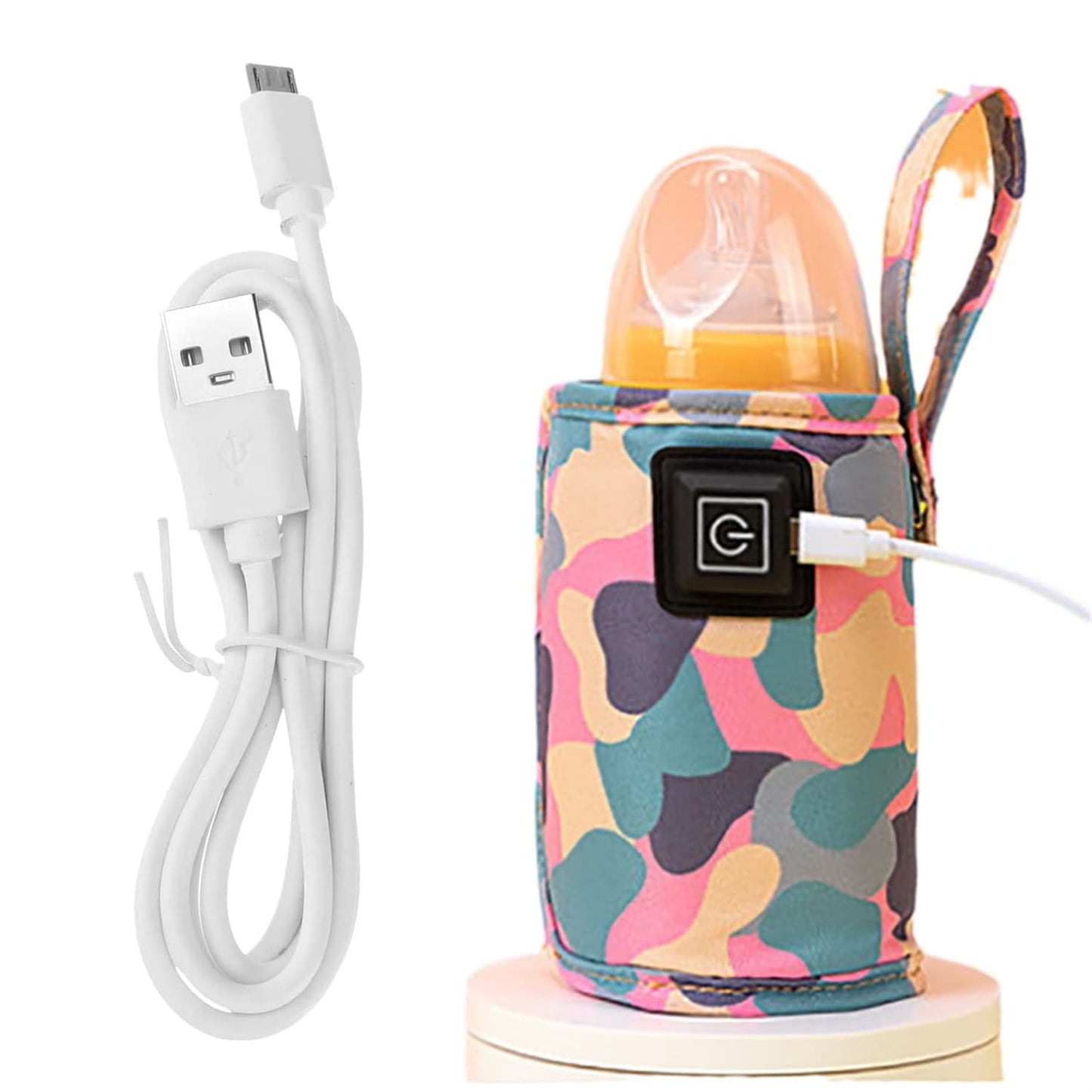 USB Portable Baby Bottle Warmer Sleeve – Fast Heating Travel Milk Warmer with Type-C Cable, Compatible with Most Bottles for Car & Home