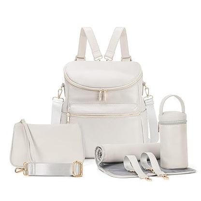 2026 New Diaper Bag Backpack, Fashion Leather Mommy Backpacks, Travel Baby Diaper Bags with in Bag Organizer and Changing Pad