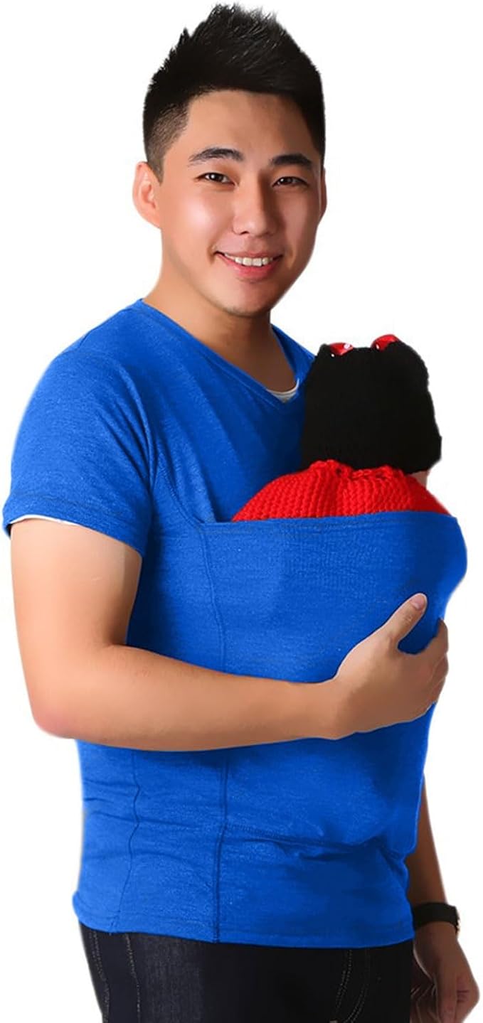 Dad and Mom Kangaroo Carrier Shirt Mens Top Women's Slim Tee Versatile Use Convenient Pockets T-Shirt