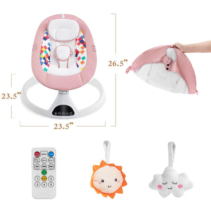 Baby Swing for Infants,Electric Bouncer for Babies ,5 Speeds, Bluetooth Music, Toys