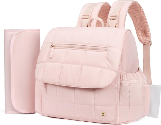 Diaper Bag Mini Diaper Backpack with Changing Pad, Puffer Baby Travel Bag with Insulated Pockets, Stroller Straps