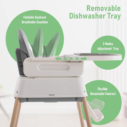 3 in 1 Baby High Chair,Adjustable Convertible Chairs Baby High Chairs