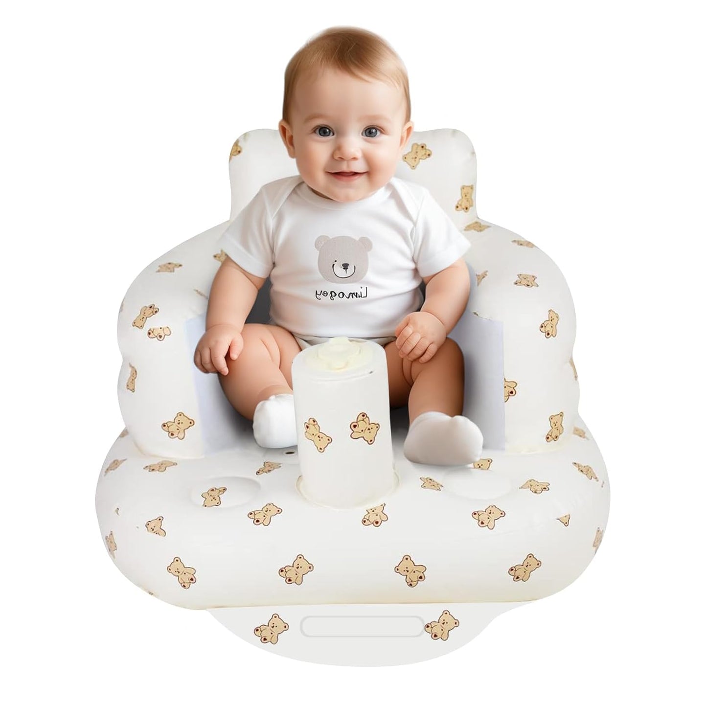 Inflatable Baby Seat with Built-in Air Pump – Portable Floor Chair for Sitting Up, Feeding & Play 3 Months & Up