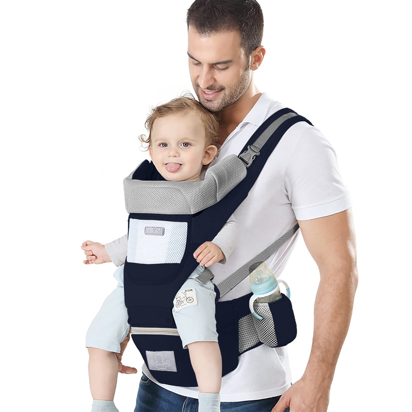 Ergonomic Baby Carrier with Hip Seat - Newborn to Toddler Hip Carrier (7-45 lbs) Front & Back Carry