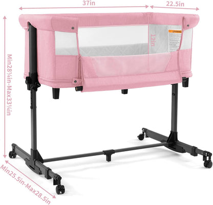 3-in-1 Baby Bassinet Bedside Sleeper – Convertible Crib with Breathable Mesh, 5 Height Positions, Portable Playard for Newborn