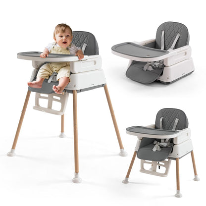 3 in 1 Baby High Chair, Portable High Chairs for Babies and Toddlers, Adjustable Convertible Infant Baby Feeding Chair Booster for Eating with Detachable Double Tray,Purple