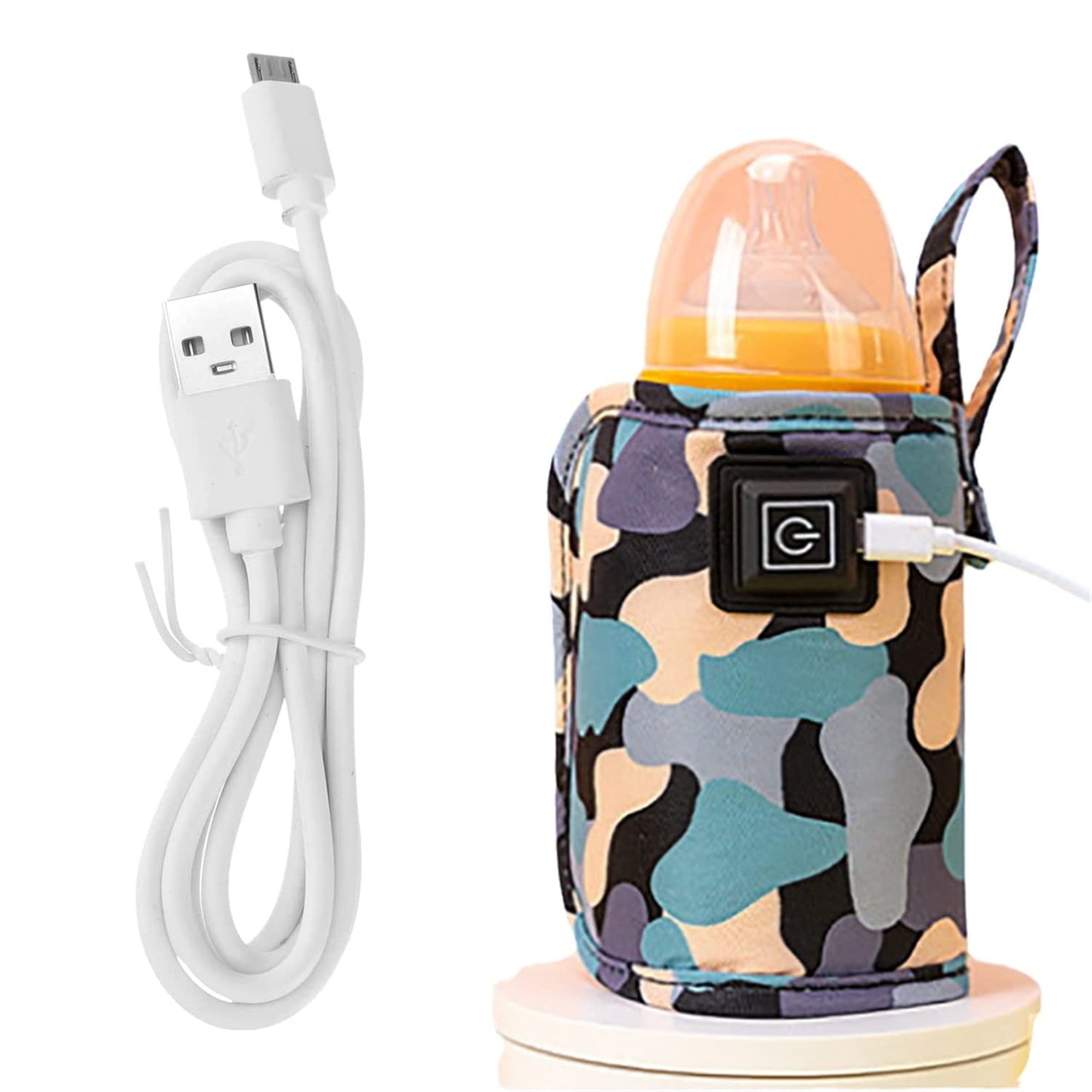 USB Portable Baby Bottle Warmer Sleeve – Fast Heating Travel Milk Warmer with Type-C Cable, Compatible with Most Bottles for Car & Home