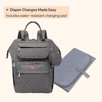 Multifunction Diaper Bag Backpack with Changing Pad & Stroller Straps & Pacifier Case