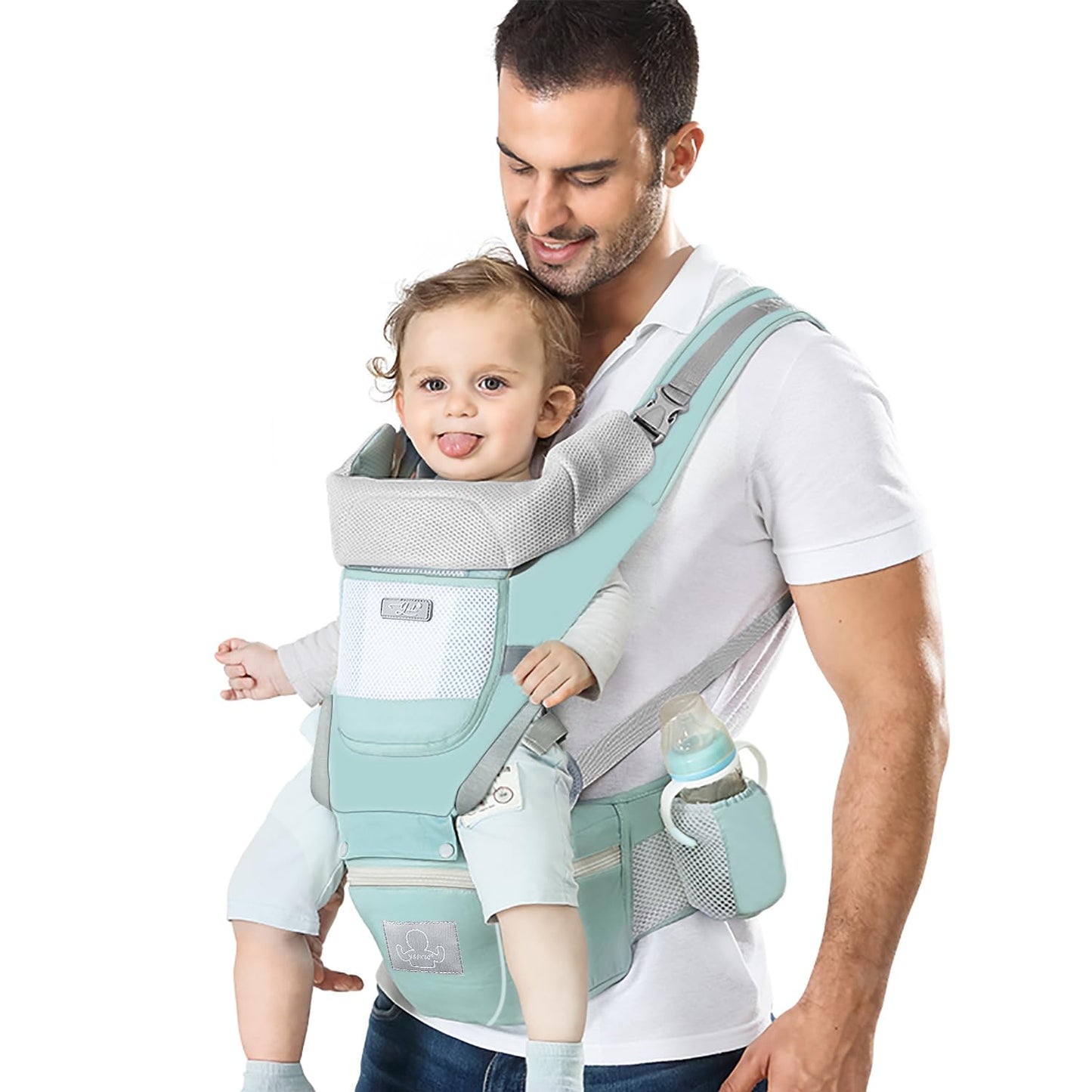 Ergonomic Baby Carrier with Hip Seat - Newborn to Toddler Hip Carrier (7-45 lbs) Front & Back Carry