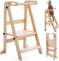 Foldable Toddler Kitchen Tower with 3 Adjustable Heights – Montessori Step Stool for Kids 1.5-6 Years