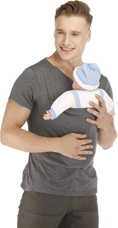 Dad and Mom Kangaroo Carrier Shirt Mens Top Women's Slim Tee Versatile Use Convenient Pockets T-Shirt