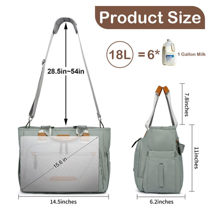 Diaper Bag Tote, Large Tote Diaper Bag with 16" Laptop Compartment, Baby Bag with Insulated Pocket for Mam and Dad