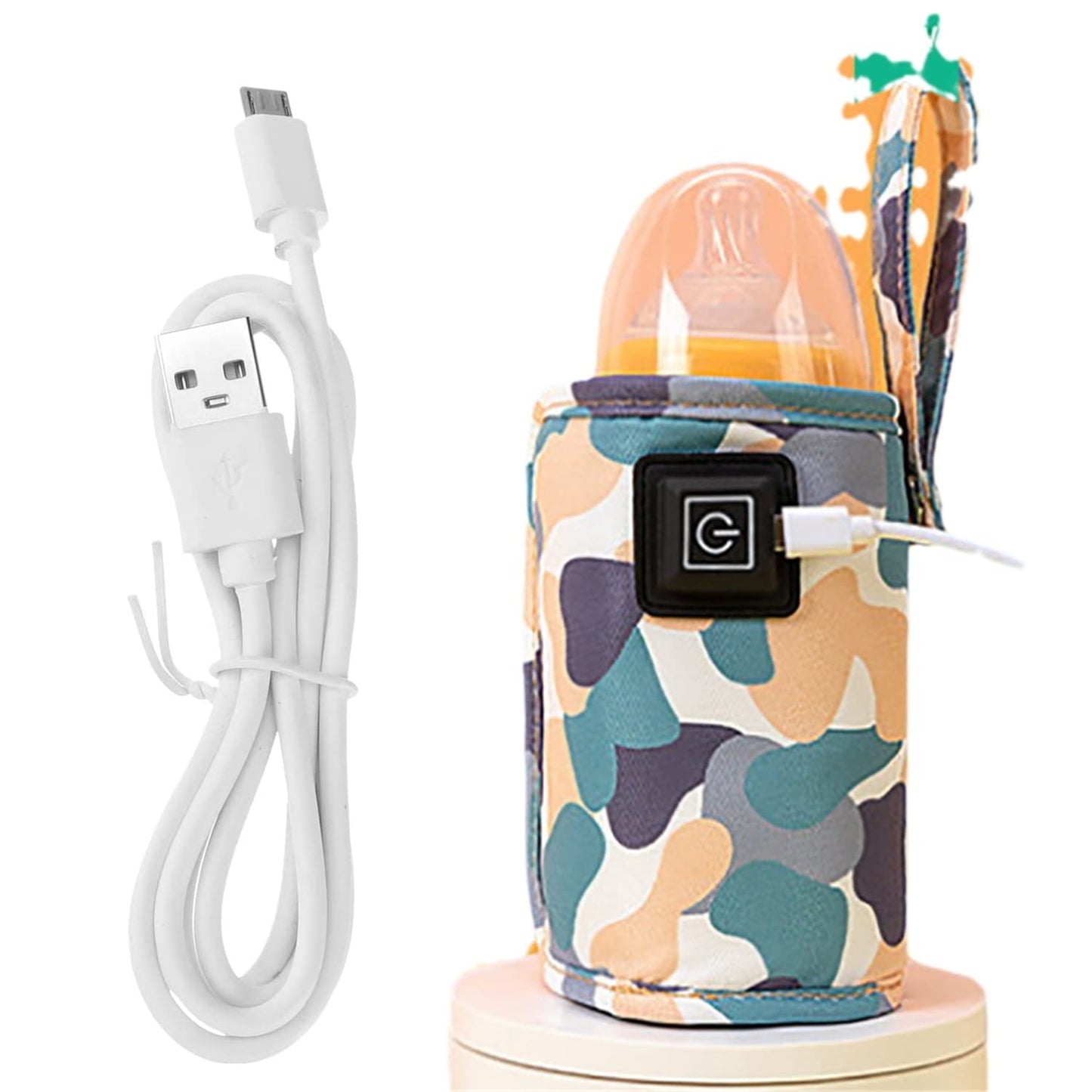 USB Portable Baby Bottle Warmer Sleeve – Fast Heating Travel Milk Warmer with Type-C Cable, Compatible with Most Bottles for Car & Home