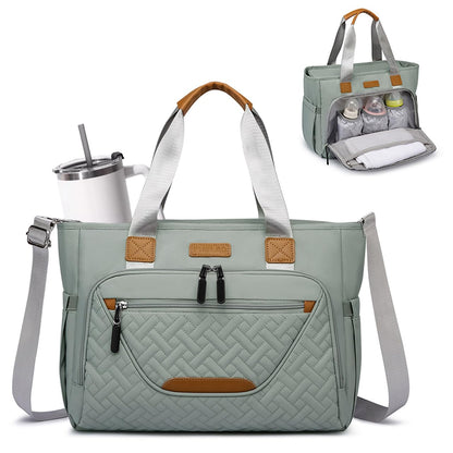 Diaper Bag Tote, Large Tote Diaper Bag with 16" Laptop Compartment, Baby Bag with Insulated Pocket for Mam and Dad