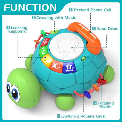Musical Crawling Turtle Baby Toy for 6–12 Months, Interactive Light & Sound Infant Toy for Early Learning and Development